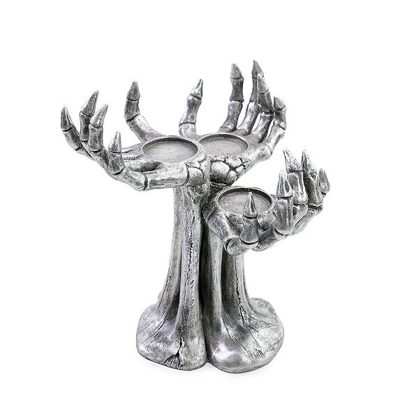 Castiçal Mãos Sombrias para Decoração de Halloween - Cromus - 1 Un