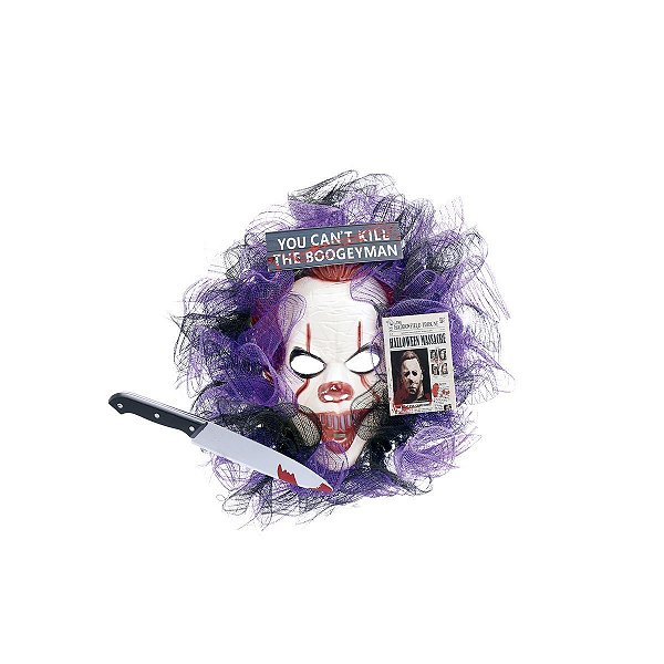 Guirlanda Palhaço Assassino para Decoração de Halloween - Cromus - 1 Un