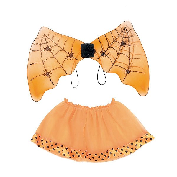 Kit Saia Teias De Aranha Laranja / Preto Halloween - Cromus - 1 Un