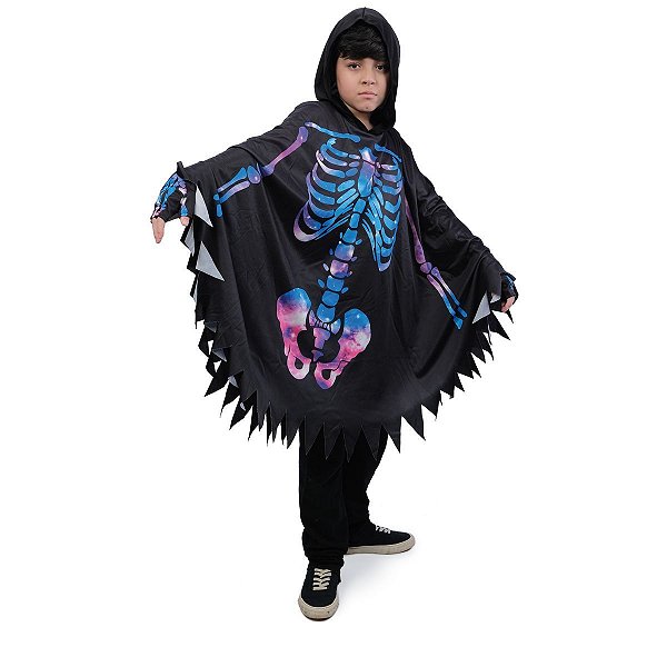 Kit Poncho Esqueleto Halloween - Cromus - 1 Un