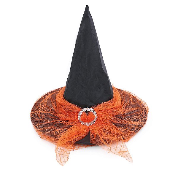 Chapéu Bruxa Mila Laranja Halloween - Cromus - 1 Un
