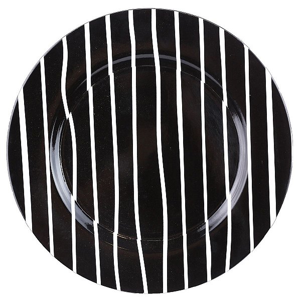Sousplat Listras Branco/Preto - Cromus - 1 Un