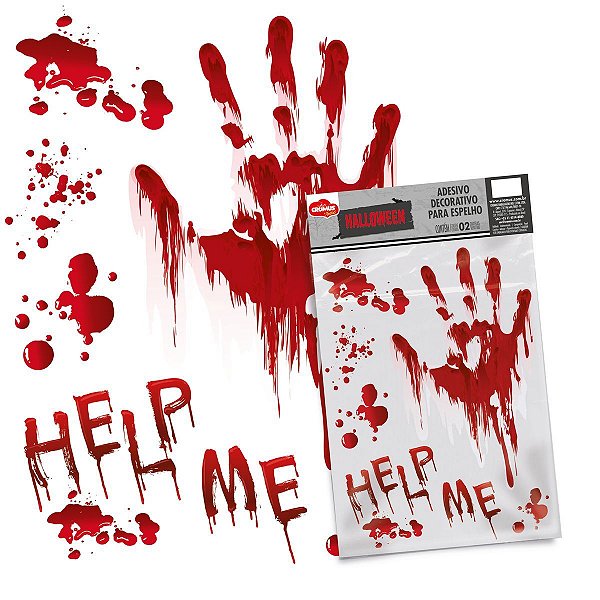 Adesivo Para Espelho Help Me Halloween - 2 Un