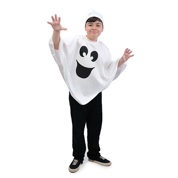 Poncho com Gorro Fantasma Halloween - Cromus - 1 Un