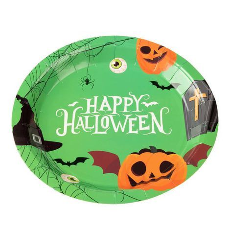 Prato Redondo Halloween Abóboras Divertidas 18cm - 10 Un
