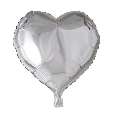 Balão Metalizado Coração Prata - Silver Plastic - 1 Un