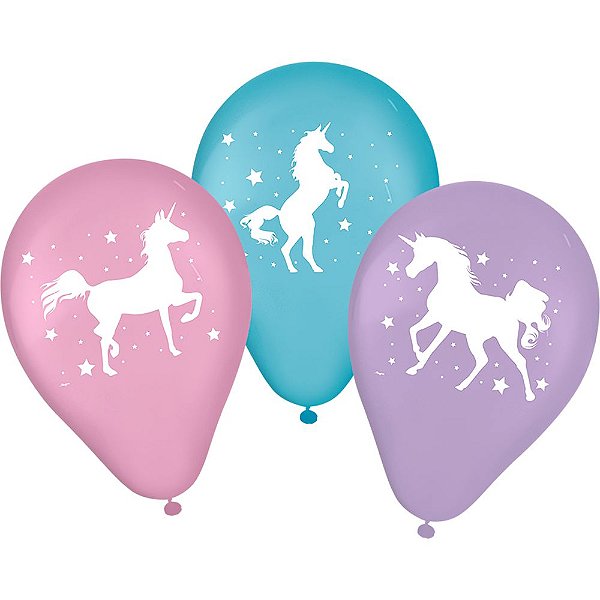 Balao Latex Redondo 9 Pol. Festa Unicornio 2 25 Unidades - Regina