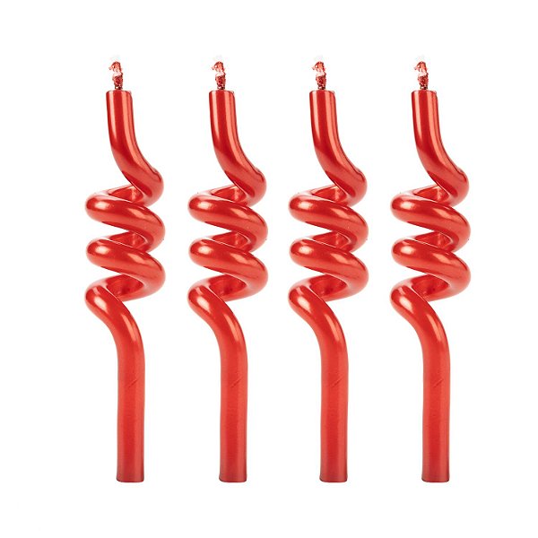 Vela Tubo Vermelha - Silver Plastic - 4 Un