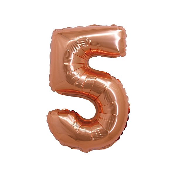 Balão Número 5 Rose Gold - Silver Plastic - 1 Un