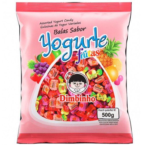 Bala Mastigável Iogurt Frutas - 500gr - Dimbinho