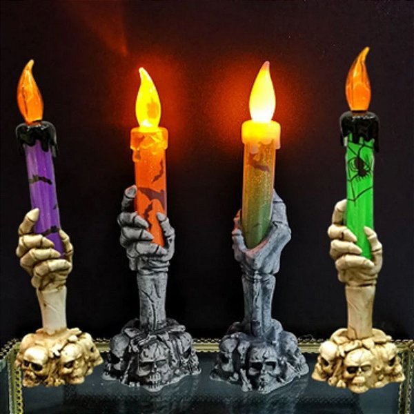 Castiçal Mão de LED Halloween - 1 Unidade