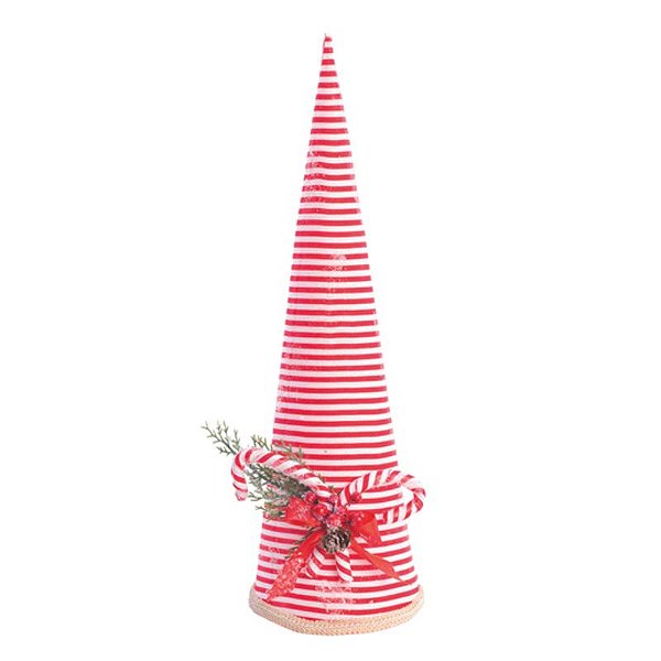 Cone Revestido Em Tecido Vermelho Branco  49cm  - 1 Un