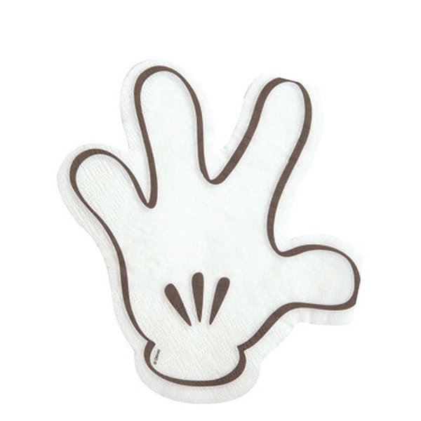 Guardanapo Papel Luva Mickey Branco  Preto  16X16cm   - 1 Un
