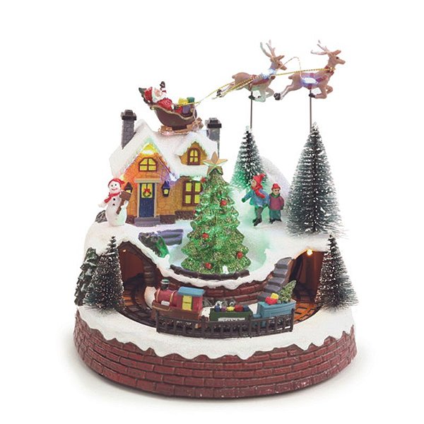 Cenário Decorativo Trem com Led Som Movimento 21X19cm 3AA - 1 Un