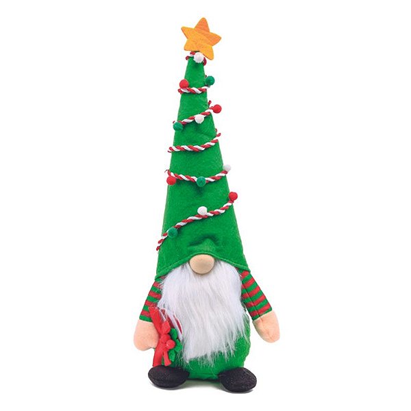 Kringle Decorativo com Roupa Listrado Verde Branco Vermelho 35cm - 1 Un