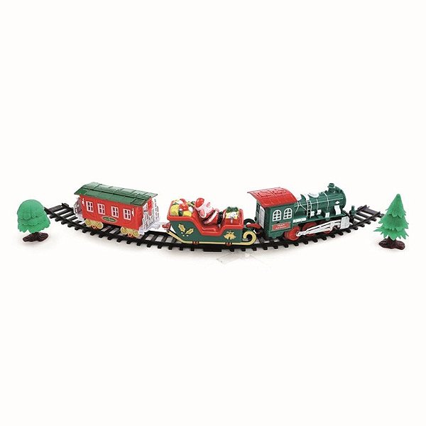 Trem Decorativo de Natal com Som Luz 135cm 2AA - Kit com 23 Peças