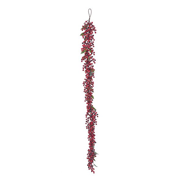 Galho Longo com Frutas Folhas Vermelho Verde 170cm - 1 Un