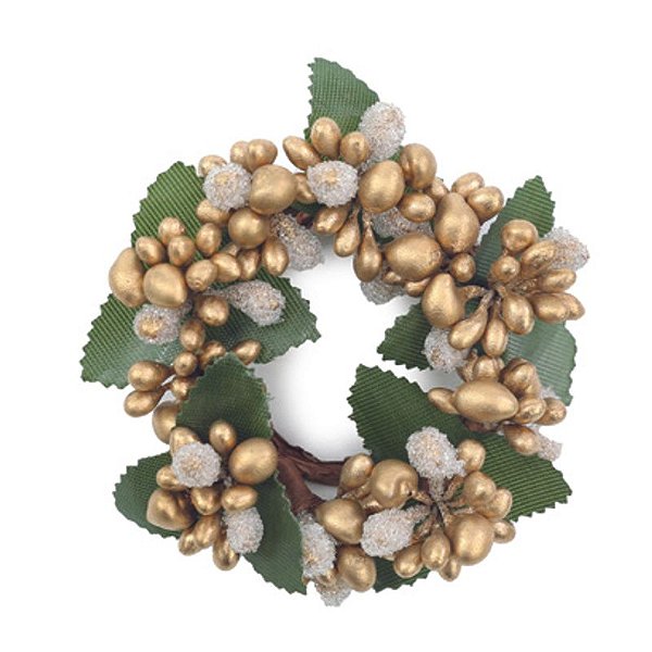Porta Vela Guirlanda Frutas Ouro Verde Branco 8cm - 1 Un