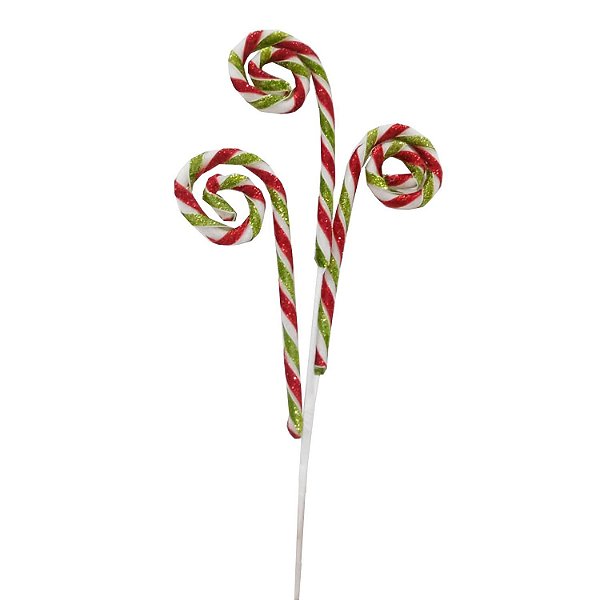Galho 3Candy Listrada Vermelho Verde Branco 60X27cm - 1 Un