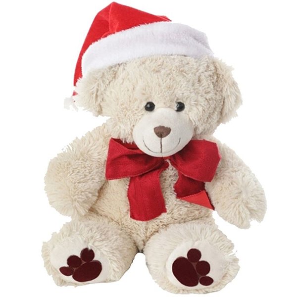 Urso Pelúcia com Laço Bege Vermelho 36cm - 1 Un