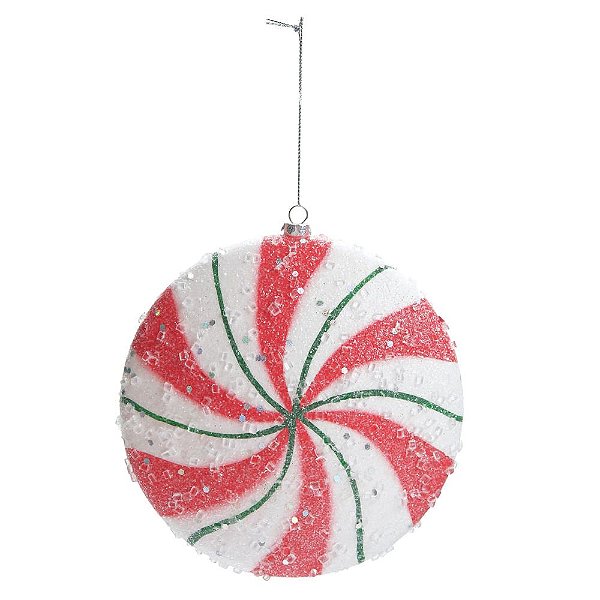 Enfeite Pendurar Doce Listrado Branco Vermelho Verde 15cm - 1 Un