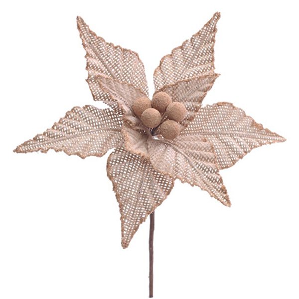 Poinsétia Trabalhada Natural Marrom 20cm - 1 Un