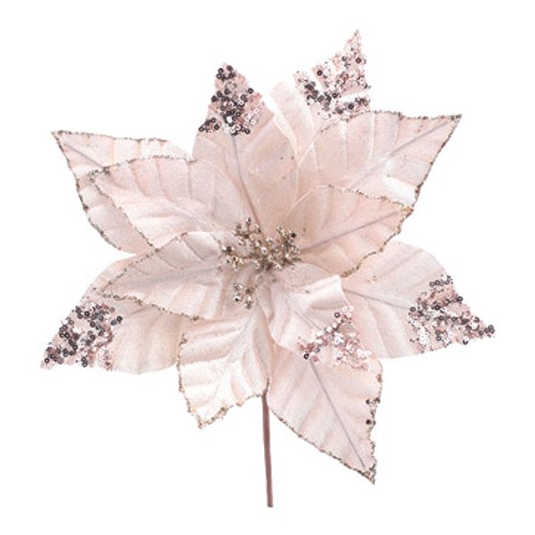 Poinsétia Branco Rosa Ouro 30cm - 1 Un