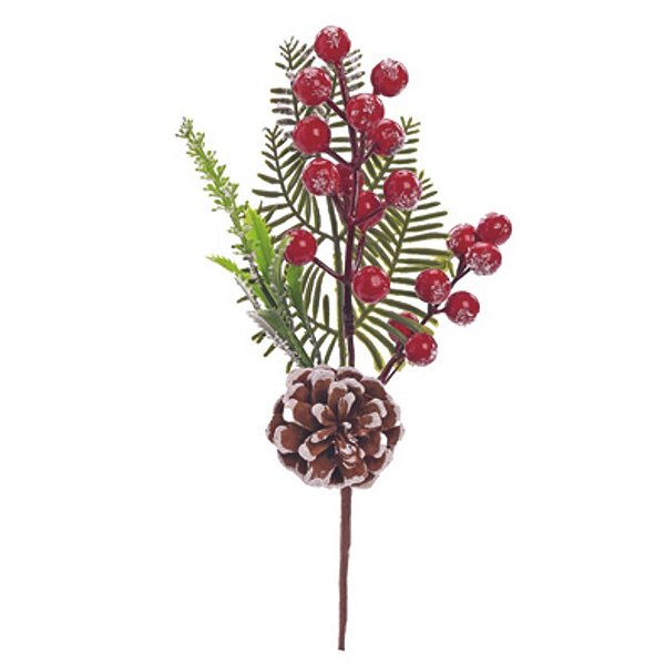 Pick Folhas e Frutas Verde Vermelho 25cm - 1 Un