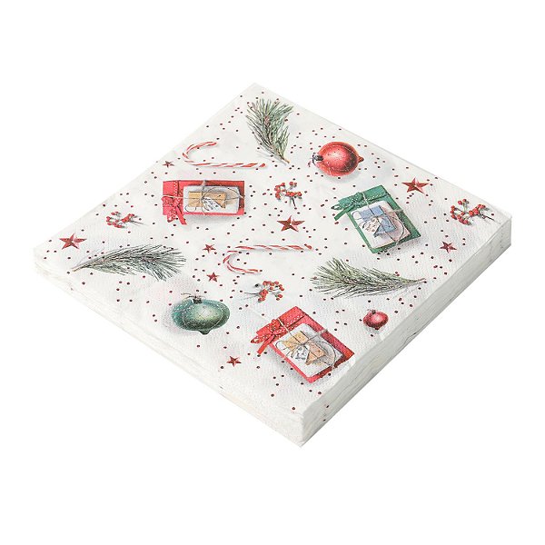 Guardanapo Folha Dupla Decoração Natal 32x32cm - 20 un