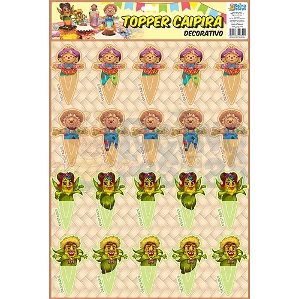 Topper Caipira - Cartela com 20 Un