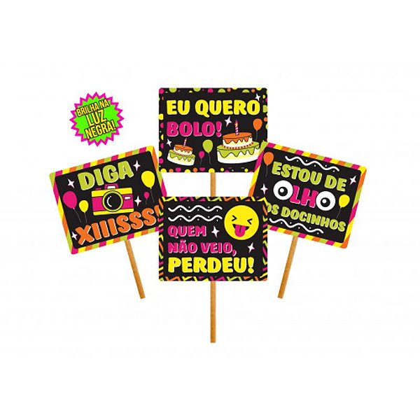 Placa Divertida Infantil Neon - 10 Un