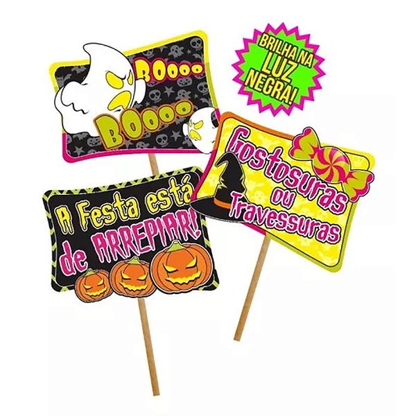 Placa Halloween Neon - 10 Un