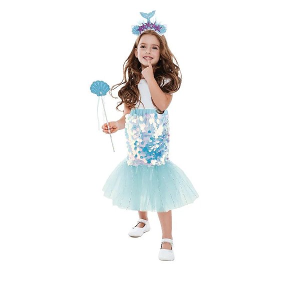 Fantasia Carnaval Infantil - Sereia - Kit com 3 Un