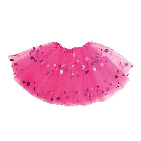 Saia de Tule Bolinhas Rosa Infantil - 1 unidade