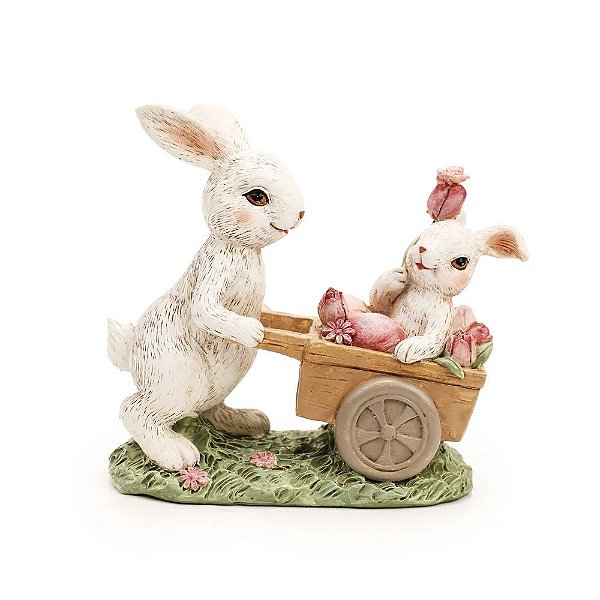 Coelhos Decorativos com Carriola Claro (Labelle) - 1 Un