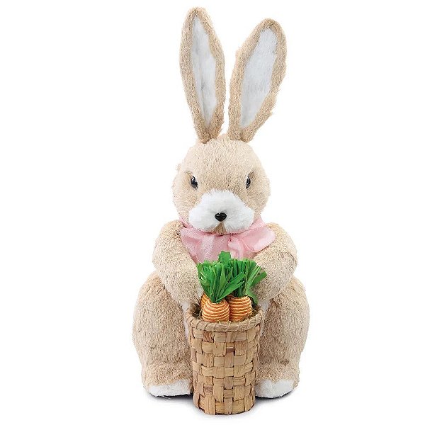Coelhos Decorativos com Cesta Bege, Rosa e Laranja (Banoffee) - 1 Un