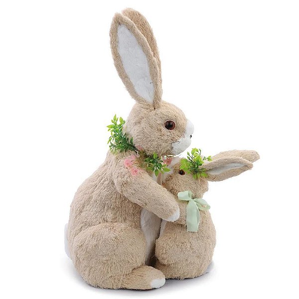 Coelhos Abraçados Bege, Rosa e Verde (Banoffee) - 1 Un