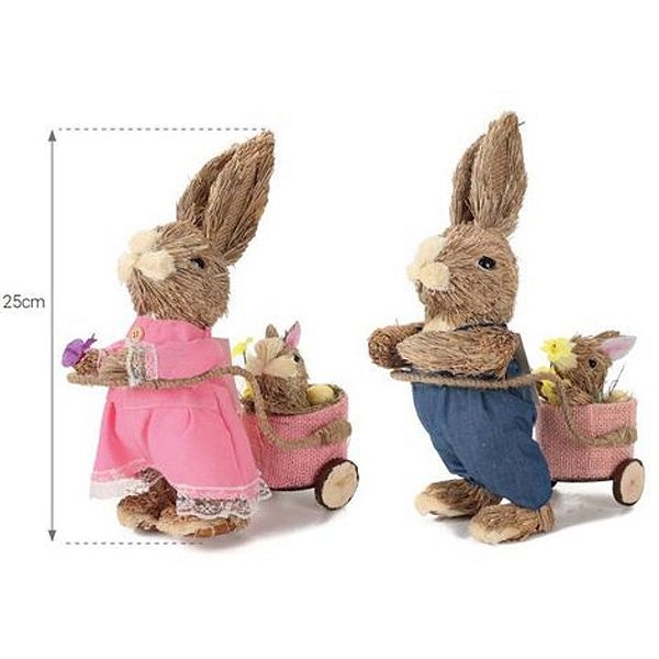 Enfeite Páscoa Coelho com Carrinho Sortido 25cm - 1 Un