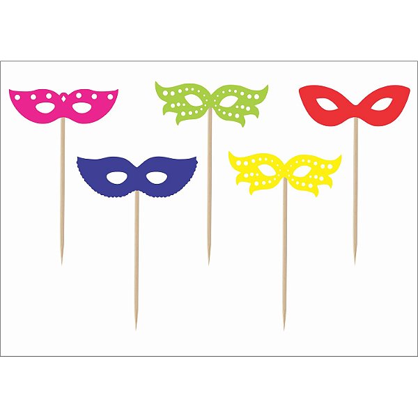 Palito Decorativo Máscaras M - 5 Unid