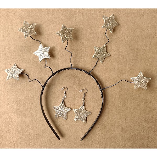 Kit Tiara e Brincos de EVA Estrelas - 2 Unid