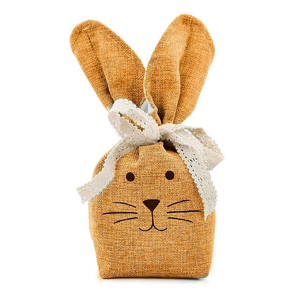 Bolsinha Coelho com Laço Laranja 7,5 cm (Bolsinhas) - 6 un