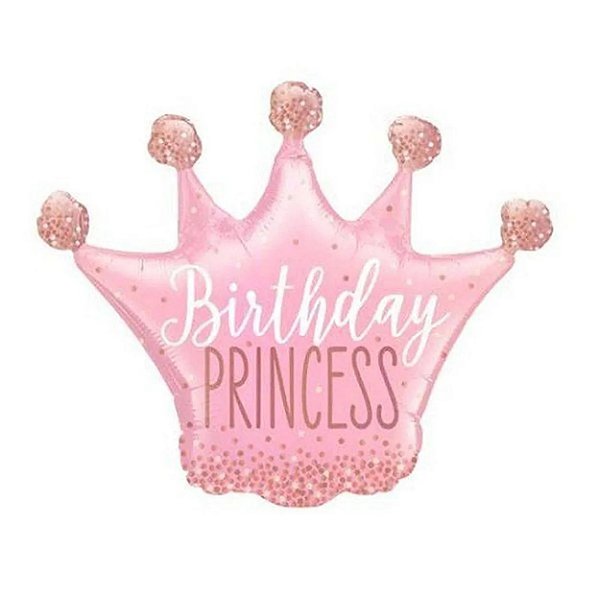 Balão Qualatex 14" - Shape Solto - Birthday Princess-Princesa - 1 Un