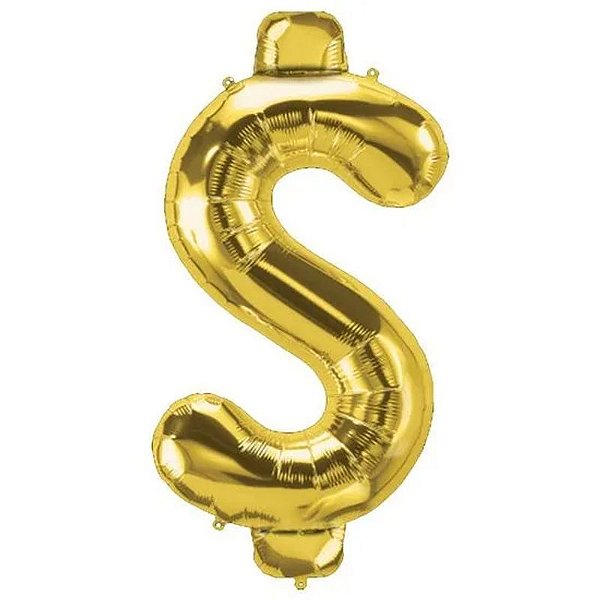 Balão Qualatex 34" - Símbolo - Cifrão Ouro - 1 Un