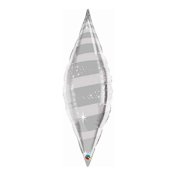 Balão Qualatex 38" - Taper Solto - Taper Espiral Prata - 1 Un