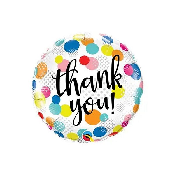 Balão Qualatex 18" - Redondo - Thank You!-Pontos Sobre Pontos - 1 Un