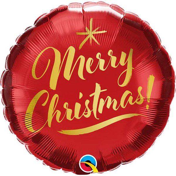 Balão Qualatex 09" - Redondo Solto - Christmas!-Escrita Vermelho - 1 Un