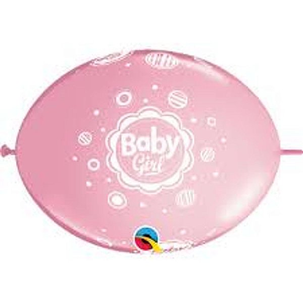 Balão Qualatex 12" - Q-Link Rosa - Baby Girl-Pontos - 50 Un