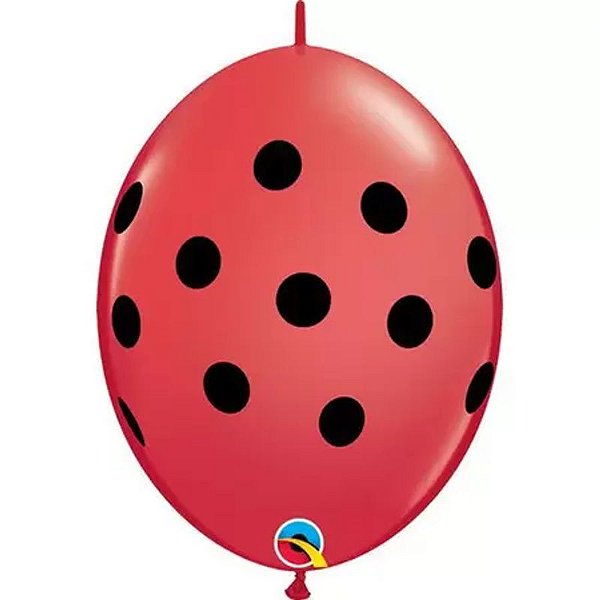 Balão Qualatex 6" - Q-Link Vermelho - Pontos Polka Grandes - 50 Un