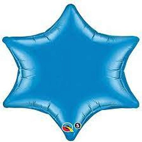 Balão Qualatex 22" - 6Pt Estrela - Azul Safira Metalizado Liso - 1 Un