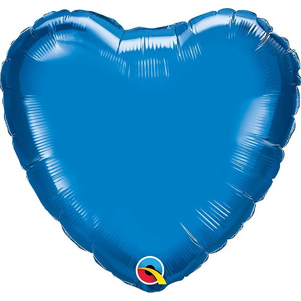 Balão Qualatex 18" - Coração - Azul Safira Metalizado Liso - 1 Un
